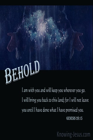 Genesis 28:15 Behold, I Am With You Wherever You Go (blue)